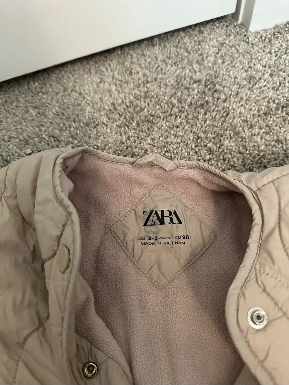 Zara Kids Quilted Thin Puffer Button Up Jacket